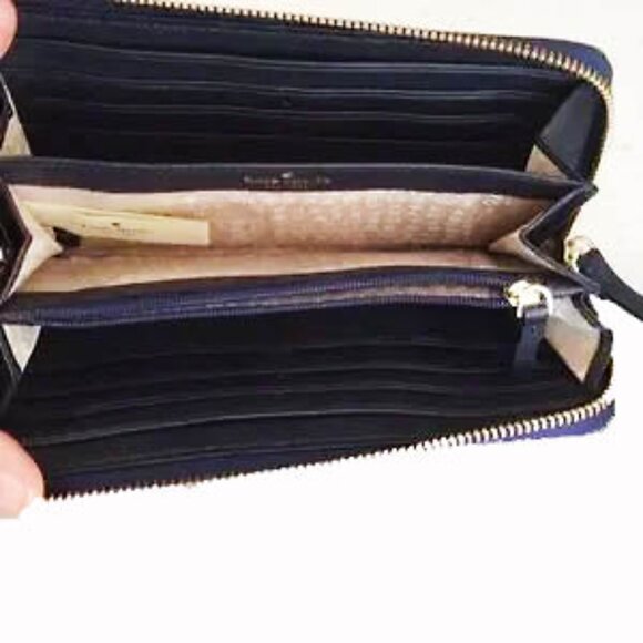 KATE SPADE Neda Grove Street Leather Wallet , Zip Around, Blue & White - Picture 2 of 5